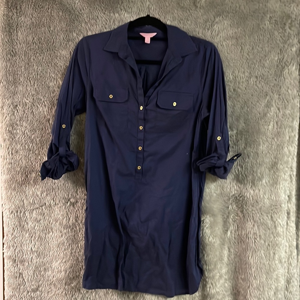 Lily Pulitzer captive coverup navy tunic